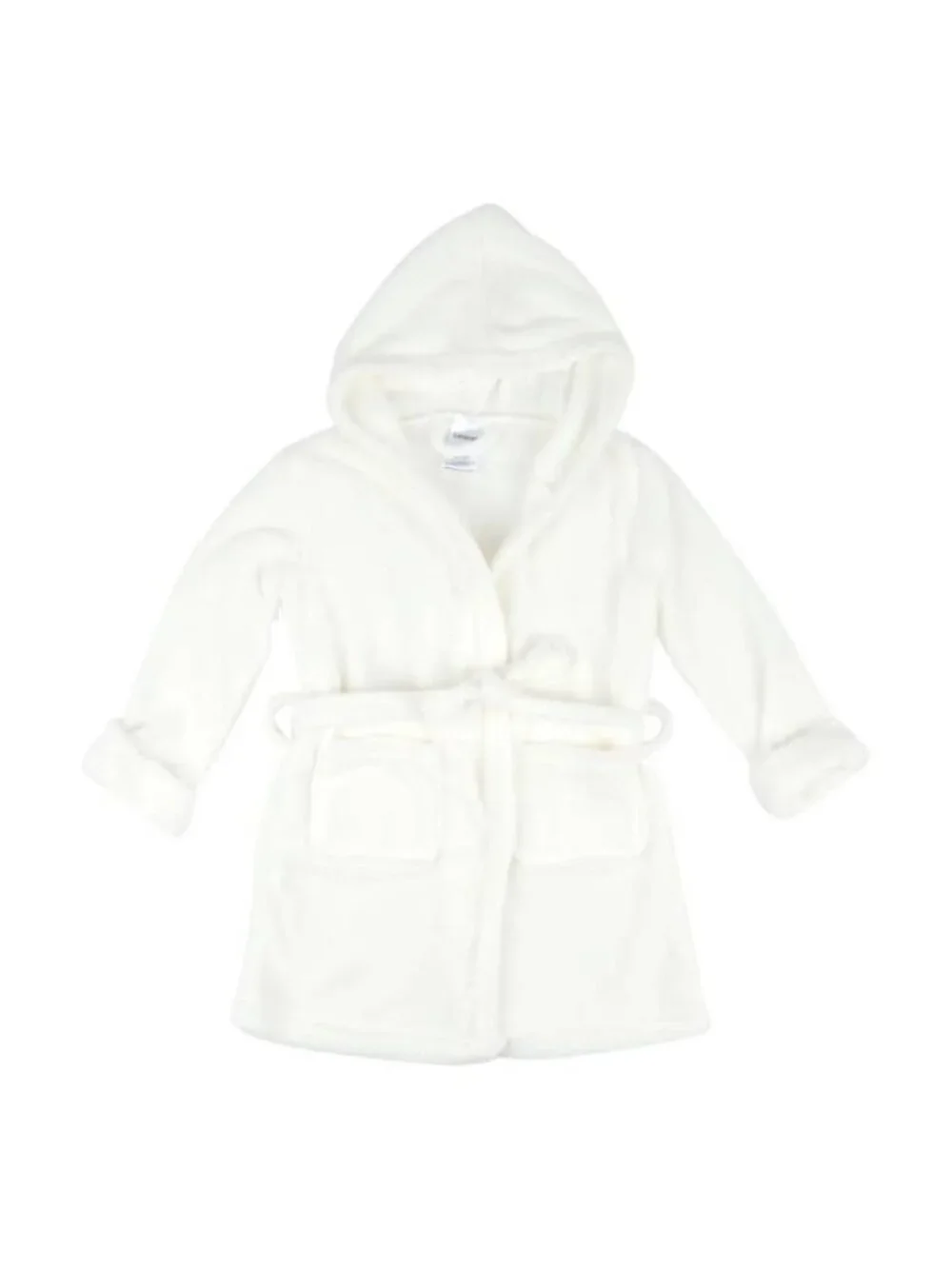 GENUINE POTTERY BARN KIDS IVORY CREAM PLUSH HOODED BATHROBE WITH BELT SIZE SMALL